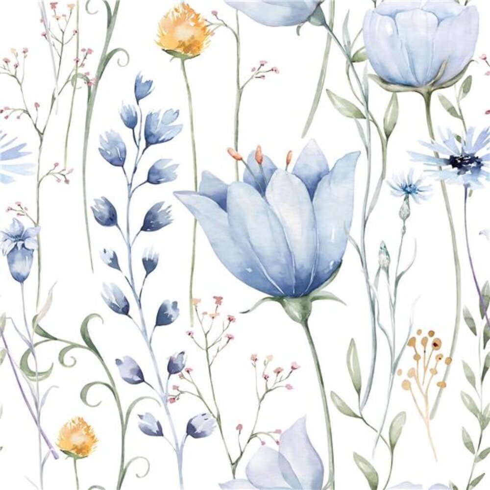 Peel and Stick Floral Wallpaper Blue Self Adhesive